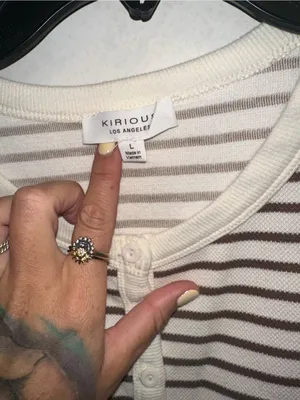 NWOT Kirious Los Angeles Ivory + Brown Stripe Tank thumbnail 3