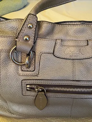 Coach Gray Leather Hand Bag Purse thumbnail 7