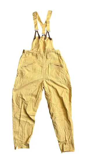 Vintage 80s 90s Esprit Sport Mustard Yellow Overalls Suspender Pants Zip Ankle M thumbnail 1