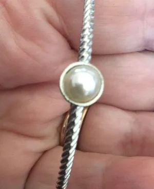 Thin silver tone bangle bracelet thumbnail 2