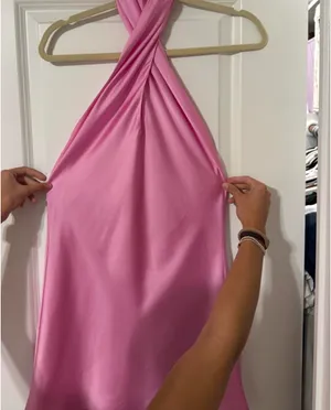 Show Me Your Mumu Pink Luxe Satin Jasmine Halter Mini Dress thumbnail 4