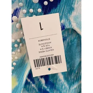 Chicos Aquatic Merge Blue Yellow Sequin Tunic Top Size 1 US Size M New With Tag thumbnail 4