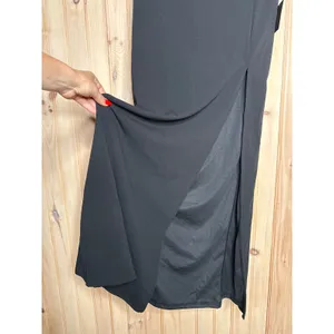 NWT Lulus Black Cinched Neck Off The Shoulder Column Maxi Dress Holiday Party L thumbnail 3