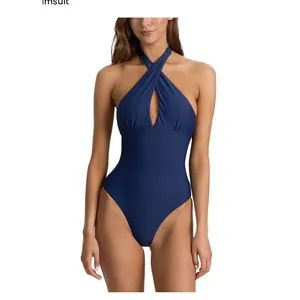 Alice + Olivia x PQ Swim Navy Cross Front One Piece Swimsuit NVY-2207P XS thumbnail 3