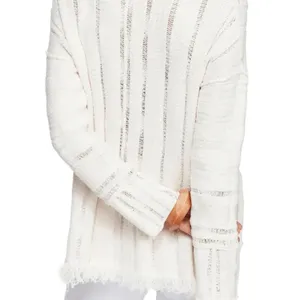 Free People Ocean Drive Ivory Distressed Pullover Sweater S thumbnail 11