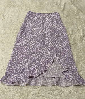 SheIn Pastel Purple Floral Midi Skirt thumbnail 1