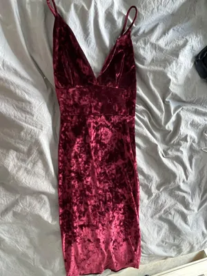 Velvet Midi Dress Red Size XS thumbnail 6
