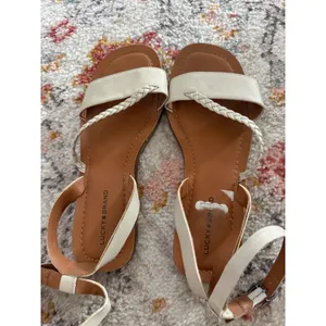 Lucky Brand Womens Cream‎ Braided Strappy Ankle Buckle Flat Sandals Size 8.5 M thumbnail 4