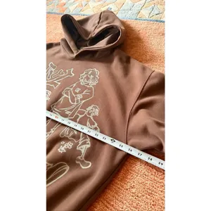 BORFEND Brown Graphic Hoodie Oversized Unisex Size M thumbnail 4