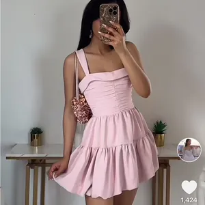 Zara Blush Pink Mini Dress NWT‎ Size XS Bubble Hem Back Zip Preppy Homecoming thumbnail 8