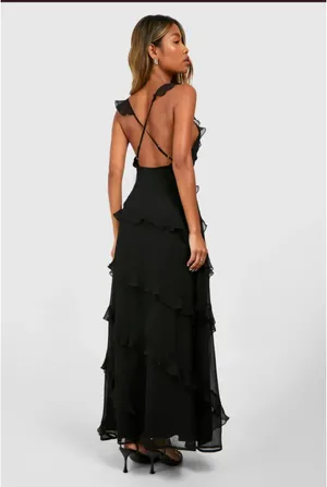 Boohoo Chiffon Ruffle Strappy Maxi Dress thumbnail 2