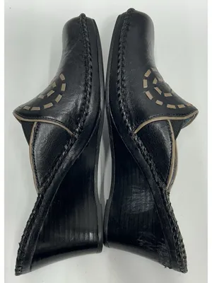 CLARKS Artisan Collection Leather Mules Womens 7.5M Black Y2K Contrast Stitch thumbnail 6