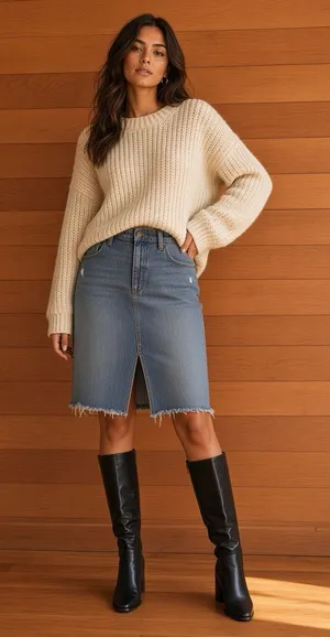 Universal Threads High-Waisted Denim Midi Skirt with Front Slit Size 14 EUC thumbnail 1