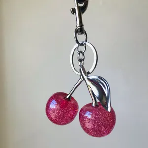 Pink Glitter Cherry Bag Charm, Silver Tone thumbnail 9