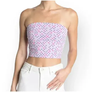 NEW BP. Nordstrom Purple Geometric Crop Tube Top L Retro Boho Strapless LARGE thumbnail 4