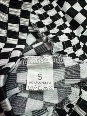 Checkerboard High-Rise Wide Leg Pants - Black & White thumbnail 5