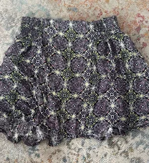 Patterned Black and Purple Smocked Waist Skirt free people XS thumbnail 1