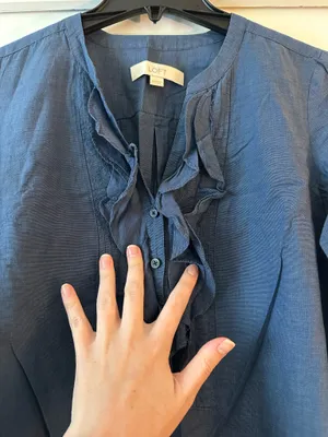 LOFT Ruffle Chambray Top thumbnail 4