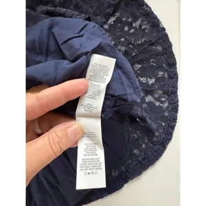 Aerie Navy Blue Floral Lace Mini Skirt Elastic Waist Ribbon L NWT 0703-1834 Boho thumbnail 6