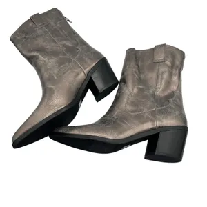 DV Dolce Vita Imana Womens 8 Pewter Metallic Western Cowboy Boots Pointed Toe thumbnail 2