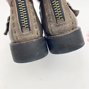 Frye Vicky Artisan Back Zip Leather Ankle Buckle Boots: Charcoal Taupe Grey thumbnail 8