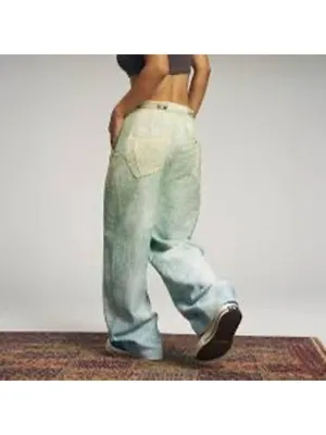POL Embellishments Gradient Wide Leg Pants Jeans L Green thumbnail 2
