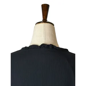 J Jill Shift Dress Women Medium Black Ruffle Neck Modal Rayon Tiered Minimalist‎ thumbnail 8