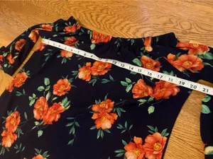 Off-Shoulder Navy Floral Women's Top with Orange Blooms size M thumbnail 8