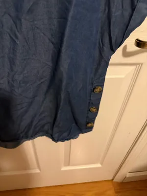 Jones New York Signature Chambray Blue Side Button Blouse | Medium thumbnail 4