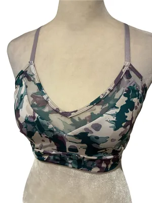 Joy Lab Camo Sports Bra in Green, Purple, Cream Camo thumbnail 2