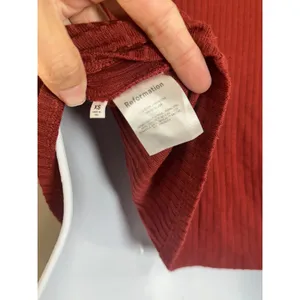 Reformation Jeans Womens XS Rust Red Ribbed Long Sleeve Cropped Top Tencel USA thumbnail 4