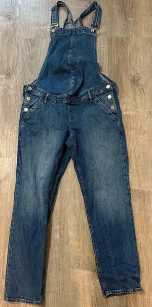 Gap Maternity Stretch Denim Jean Bib Overalls‎ Size S Pockets 27 inch Inseam thumbnail 1