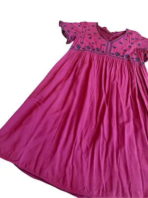 Polagram Stretchy Midi Dress Embroidered Short Sleeve Bohemian Boho Size Small thumbnail 7