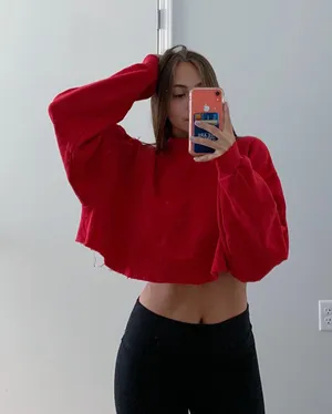Custom Made Custom Red Cropped Sweater thumbnail 1