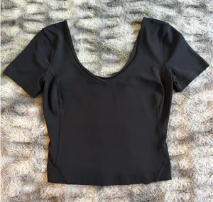 Lululemon Wunder Under Smooth Cover Square Neck T-Shirt - Black Size 2 thumbnail 1