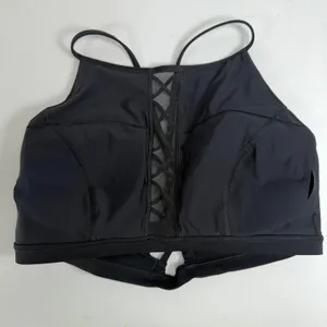 Lululemon 38D Shoreline Bikini Top Black Swimsuit High Neck Swim UV Protected thumbnail 8
