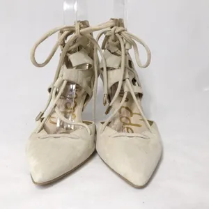 Sam Edelman Zavier Suede Lace-up Pumps Heels Shoes Bone Cream Women 6 thumbnail 2