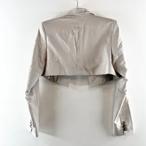 H&M Cropped Blazer Jacket Grey Tan XS thumbnail 6