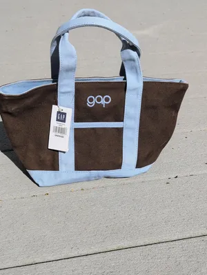 NWT GAP Brown Canvas Mini Tote | Gap Zipper Top Mini Canvas Tote thumbnail 3