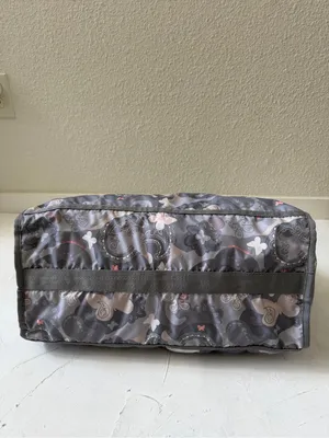 LeSportsac Large Weekender Duffel Bag Grey Pink Floral Butterfly thumbnail 5