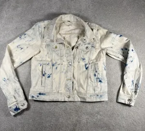 Free People Rumor Denim Jacket Tie Dye Blue Size Med For Women thumbnail 1