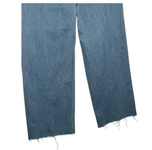 New Old Jeans Navy Womens 10 Extra High Rise Sky Hi Wide Leg Raw Hem Light Blue thumbnail 11
