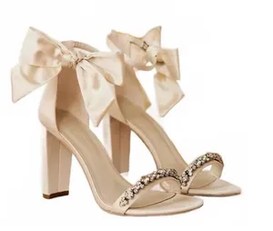 OLEG CASSINI Cream Removable Ankle Bow Crystal Sandals(Size 6.5M) thumbnail 1