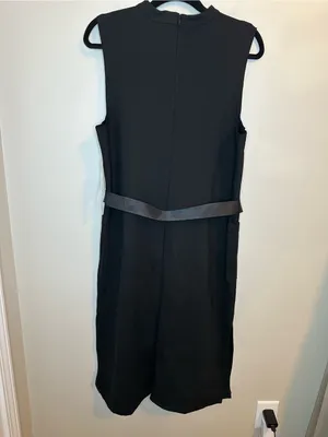 Avec Les Filles Black Belted Midi Dress Size 14 NWT $138 1N04K21 thumbnail 10