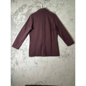 Garnet Hill Knit Relaxed Blazer Heathered Plum Tencel Wool Stretch Jacket Size 6 thumbnail 4