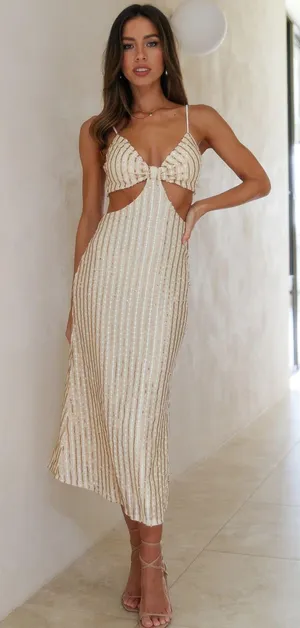 Hello Molly Sparkling Love Midi Dress Gold thumbnail 1
