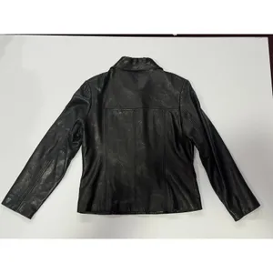 Black Genuine Leather Fitted Jacket Avanti Women’s L Button Front thumbnail 8