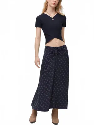Mango Wrap Crop Top NWT Gumy Dark Navy Teens Small thumbnail 7
