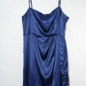 Lulus Navy Blue Satin Maxi Dress NWOT Size XL Wedding Guest Dress thumbnail 4