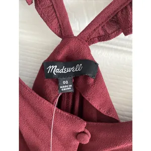 Madewell Ruffle Strap Button Front Cami Womens Size 00 Red‎ Tank NEW Fem thumbnail 2